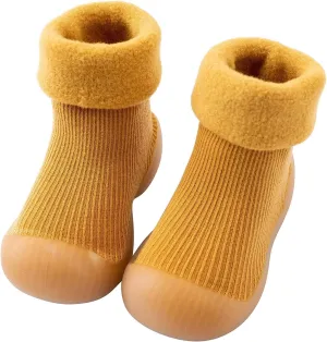 EnJoCho Toddler Running Shoes Kids Toddler Baby Boys Girls Solid Warm Knit Soft Sole Rubber Shoes Socks Slippers (Yellow, 22)