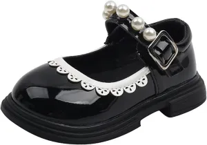 Fashion Autumn Toddler and Girls Casual Shoes Thick Sole Round Toe Buckle Dress Shoes Soft Sole Baby Shoes