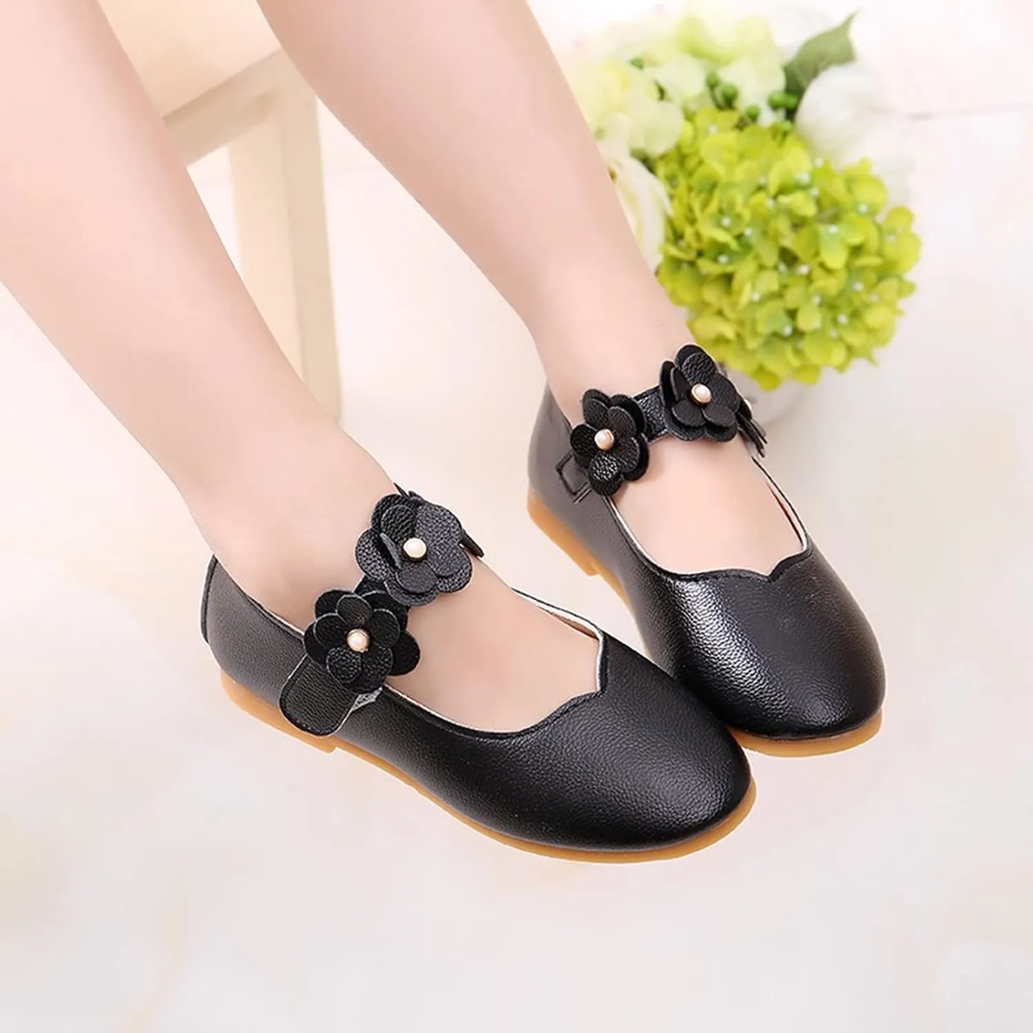 First Walking Shoes for Baby Girls Dance Flower Shoes Student Soft Solid Children Baby Girls Single Kid Baby Shoes Toddler Girl Walking Shoes 5