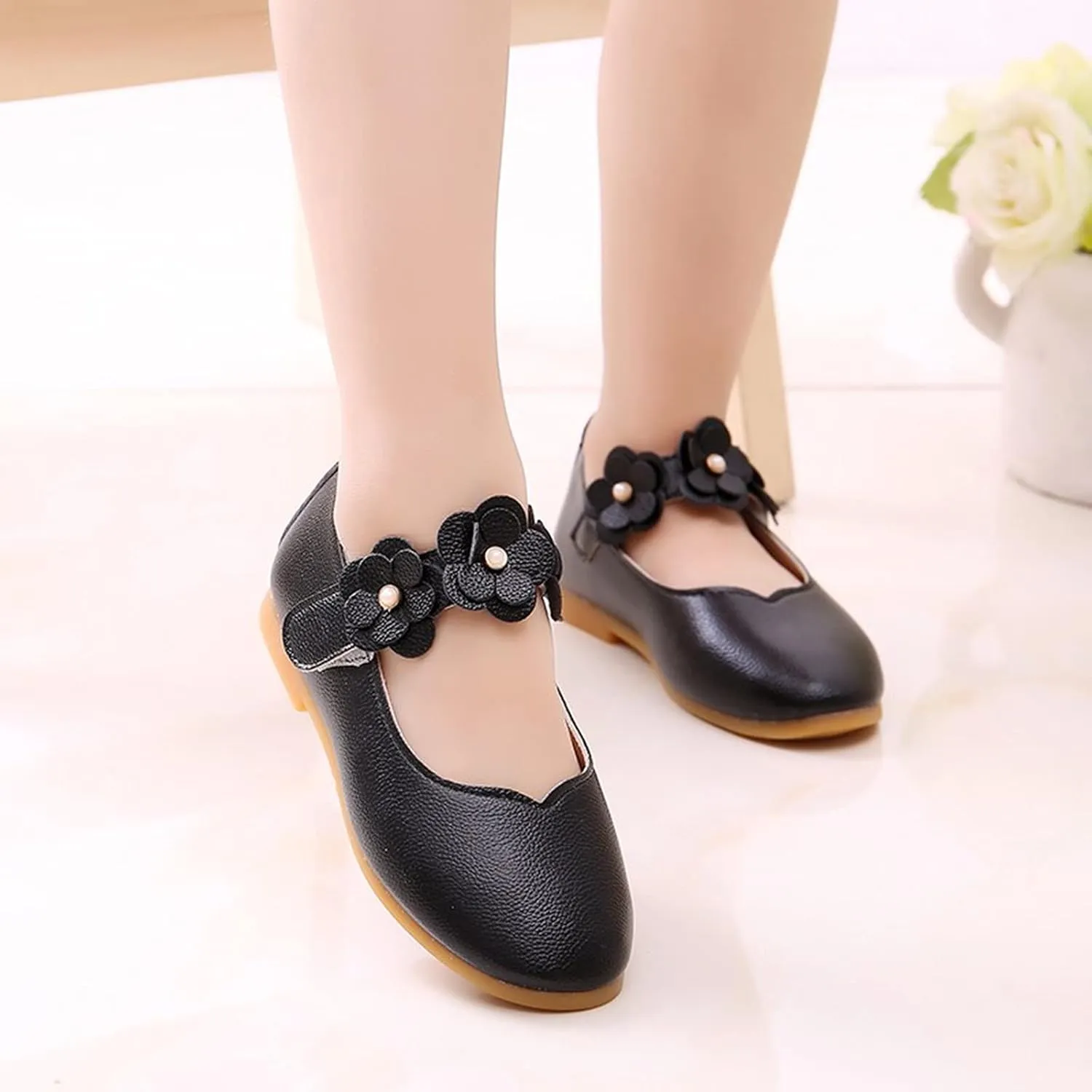 First Walking Shoes for Baby Girls Dance Flower Shoes Student Soft Solid Children Baby Girls Single Kid Baby Shoes Toddler Girl Walking Shoes 5