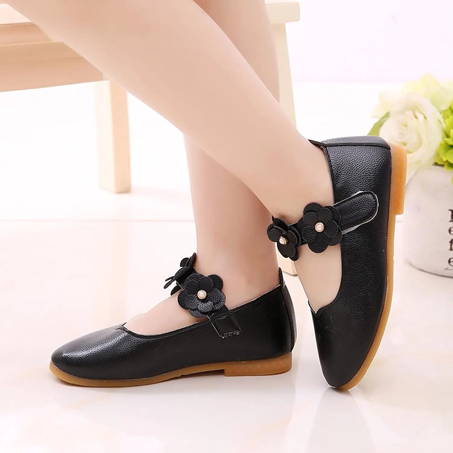 First Walking Shoes for Baby Girls Dance Flower Shoes Student Soft Solid Children Baby Girls Single Kid Baby Shoes Toddler Girl Walking Shoes 5