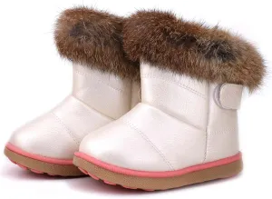 FJWYSANGU Toddler Girl Warm Winter Snow Boots Plush inner Outdoor Boots Waterproof Walking Shoes Flat Easy on for Toddlers Little Girls