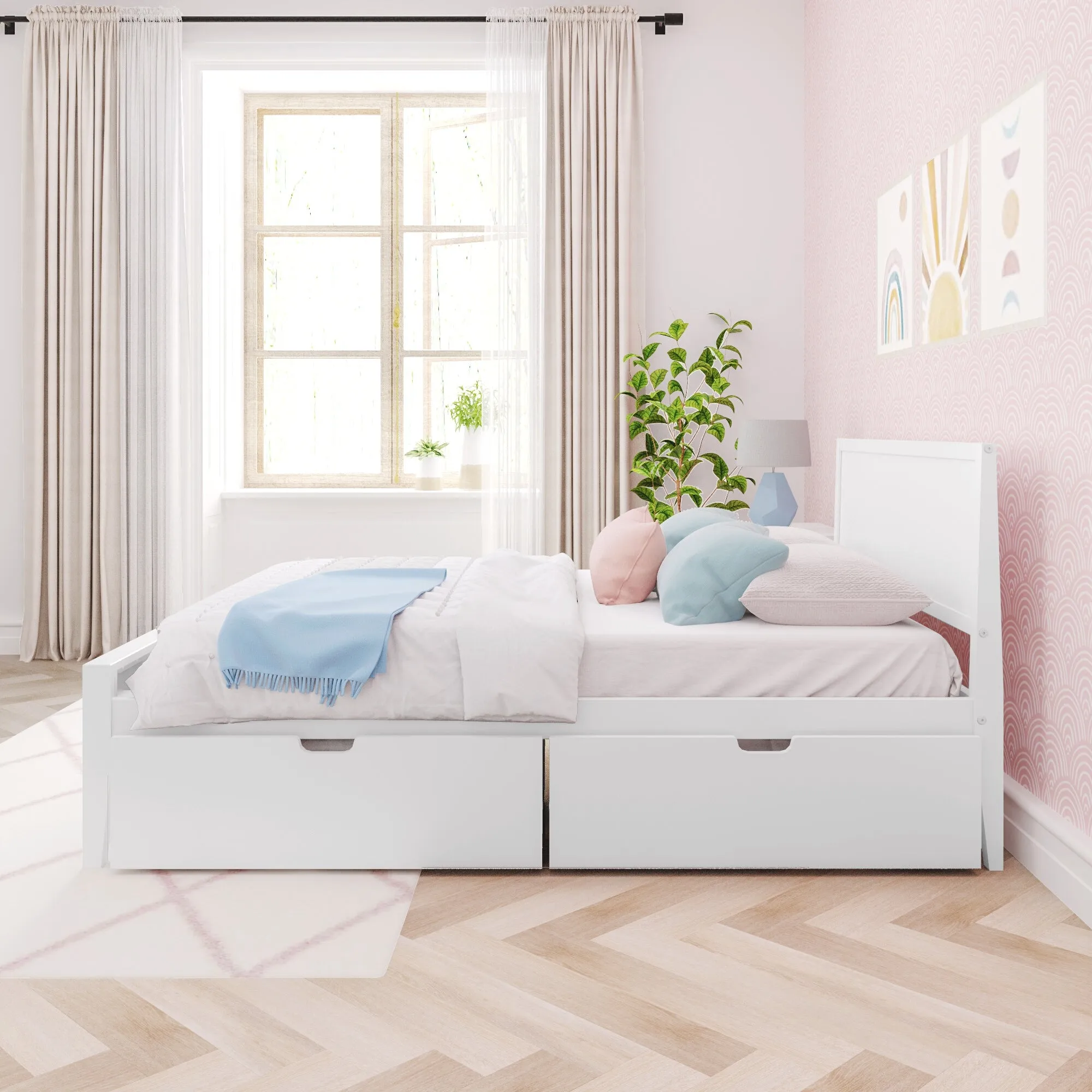 Full Panel Bed With Storage Drawers