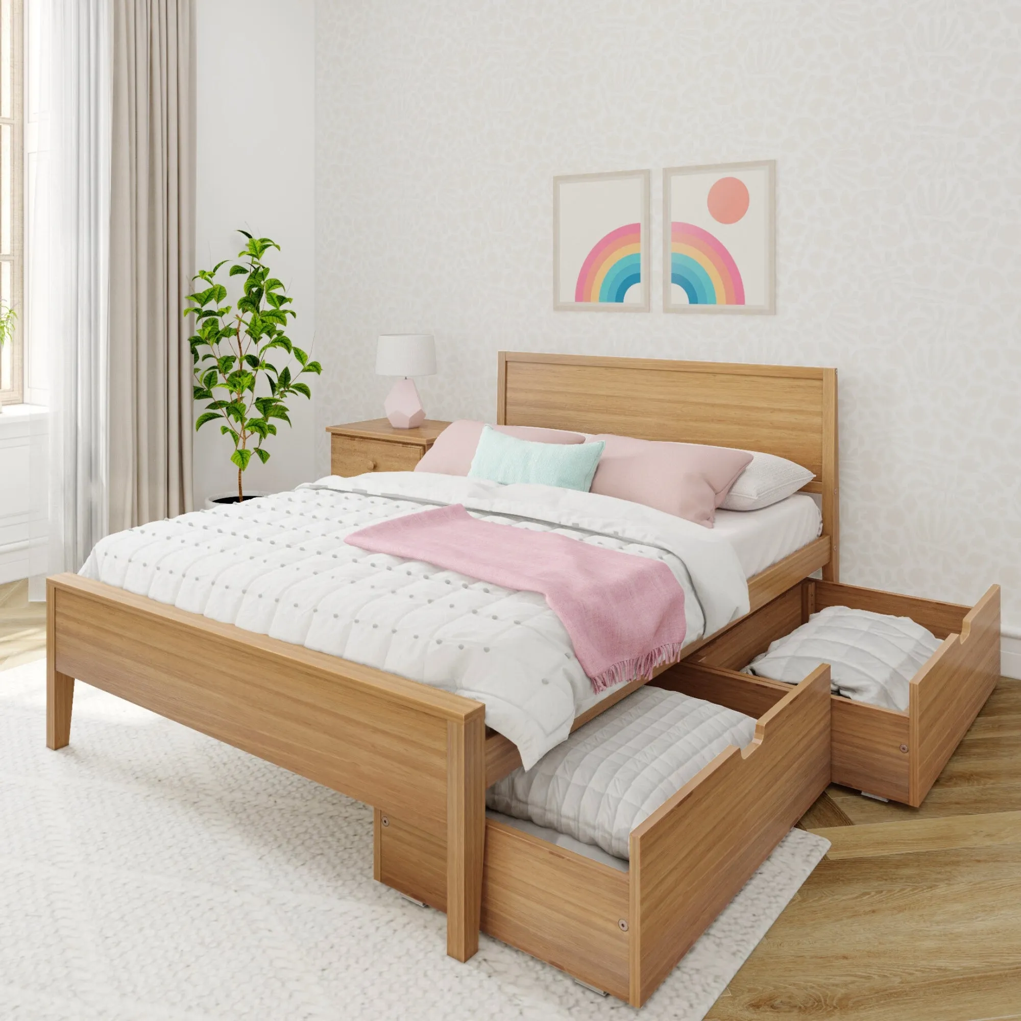 Full Panel Bed With Storage Drawers