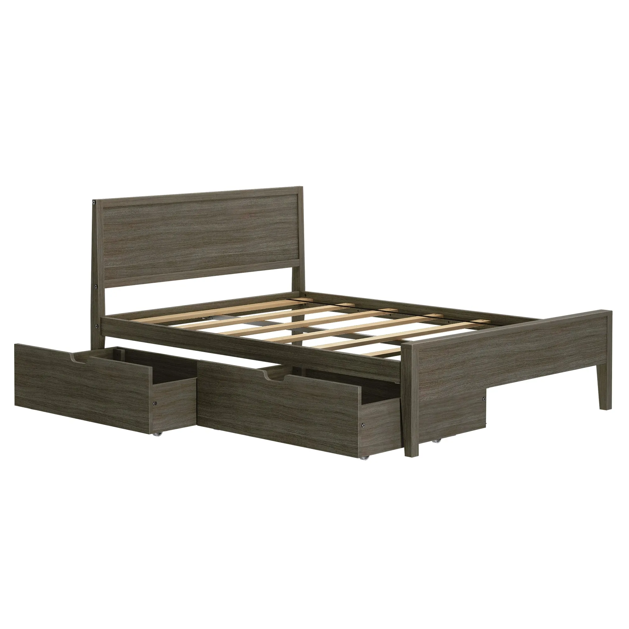 Full Panel Bed With Storage Drawers