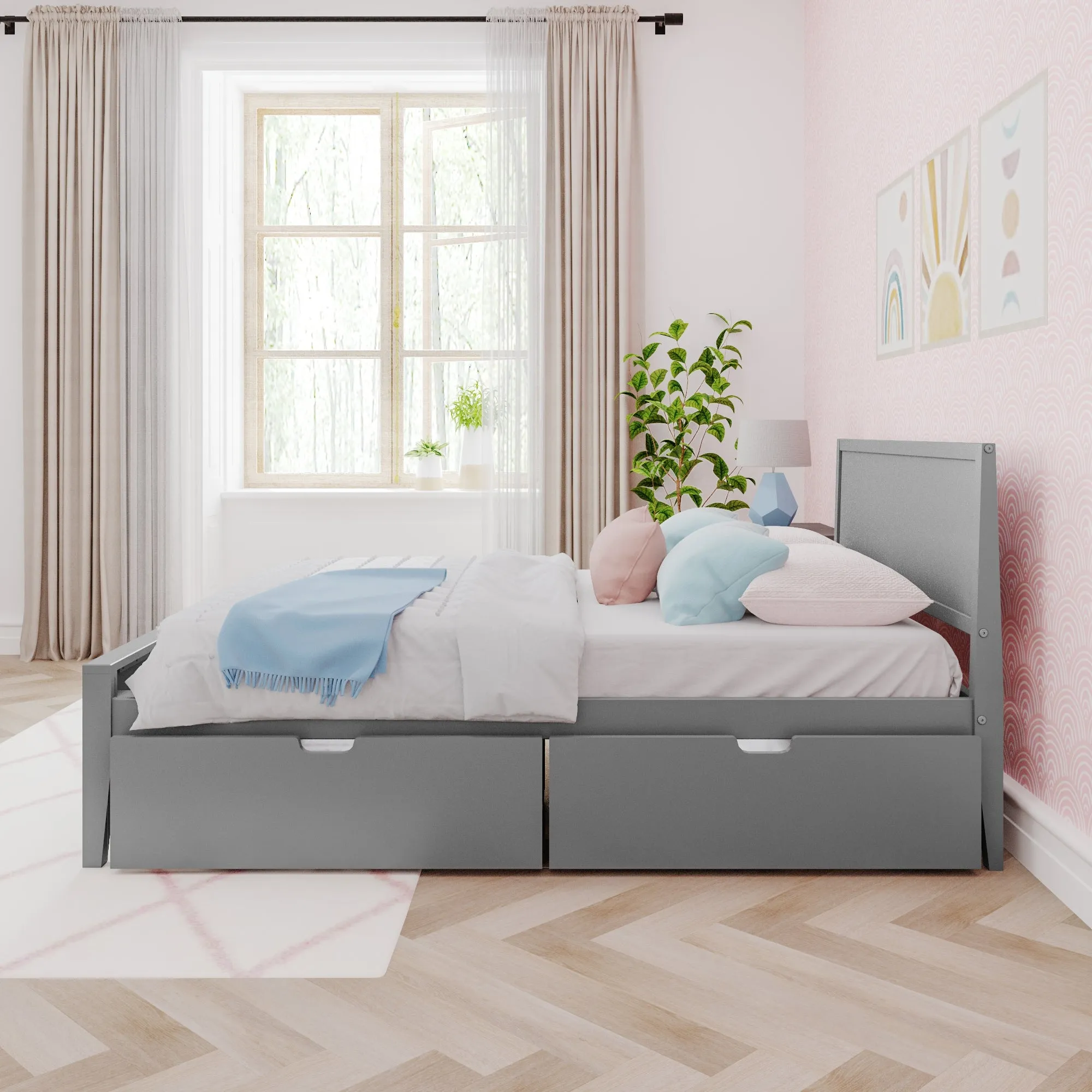 Full Panel Bed With Storage Drawers
