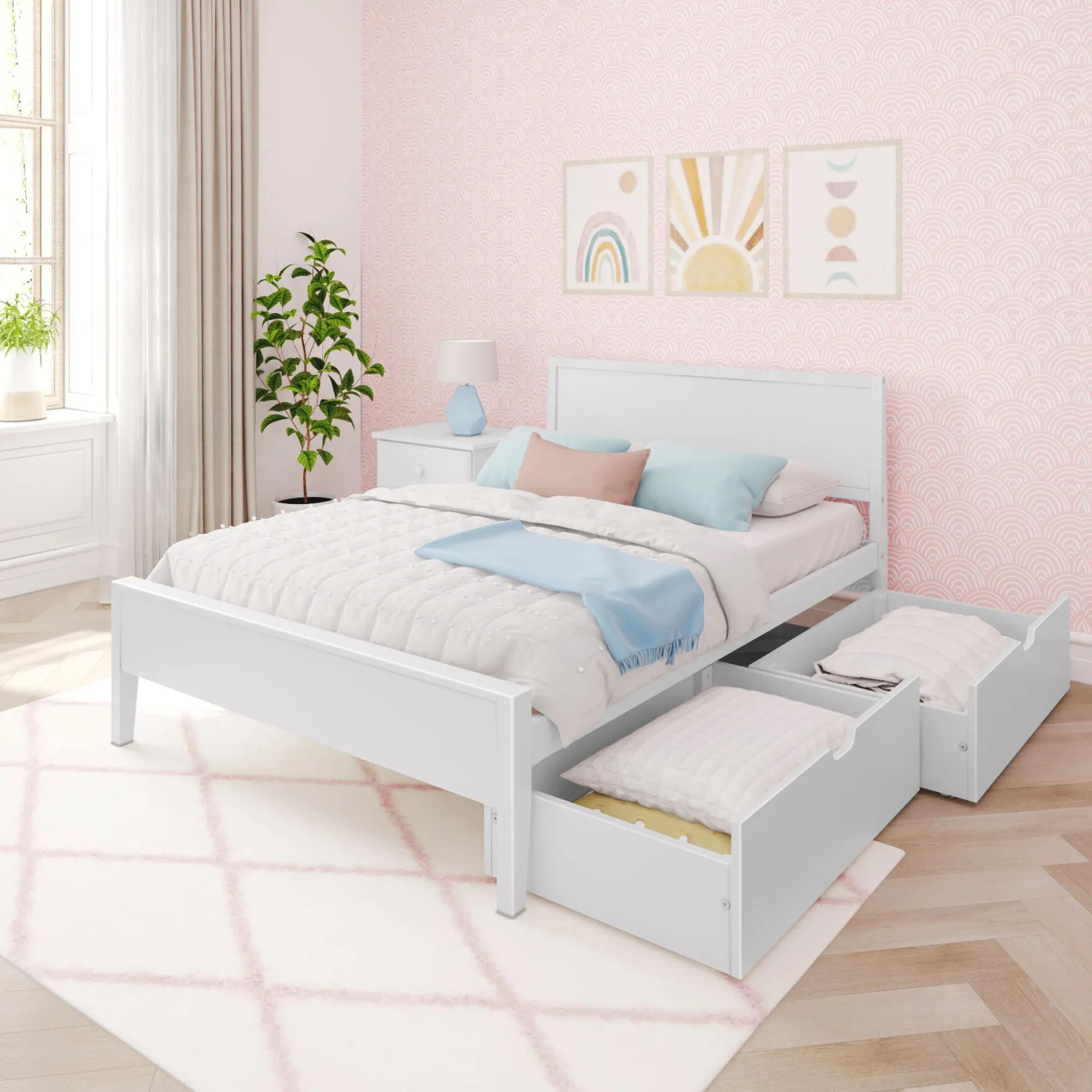 Full Panel Bed With Storage Drawers