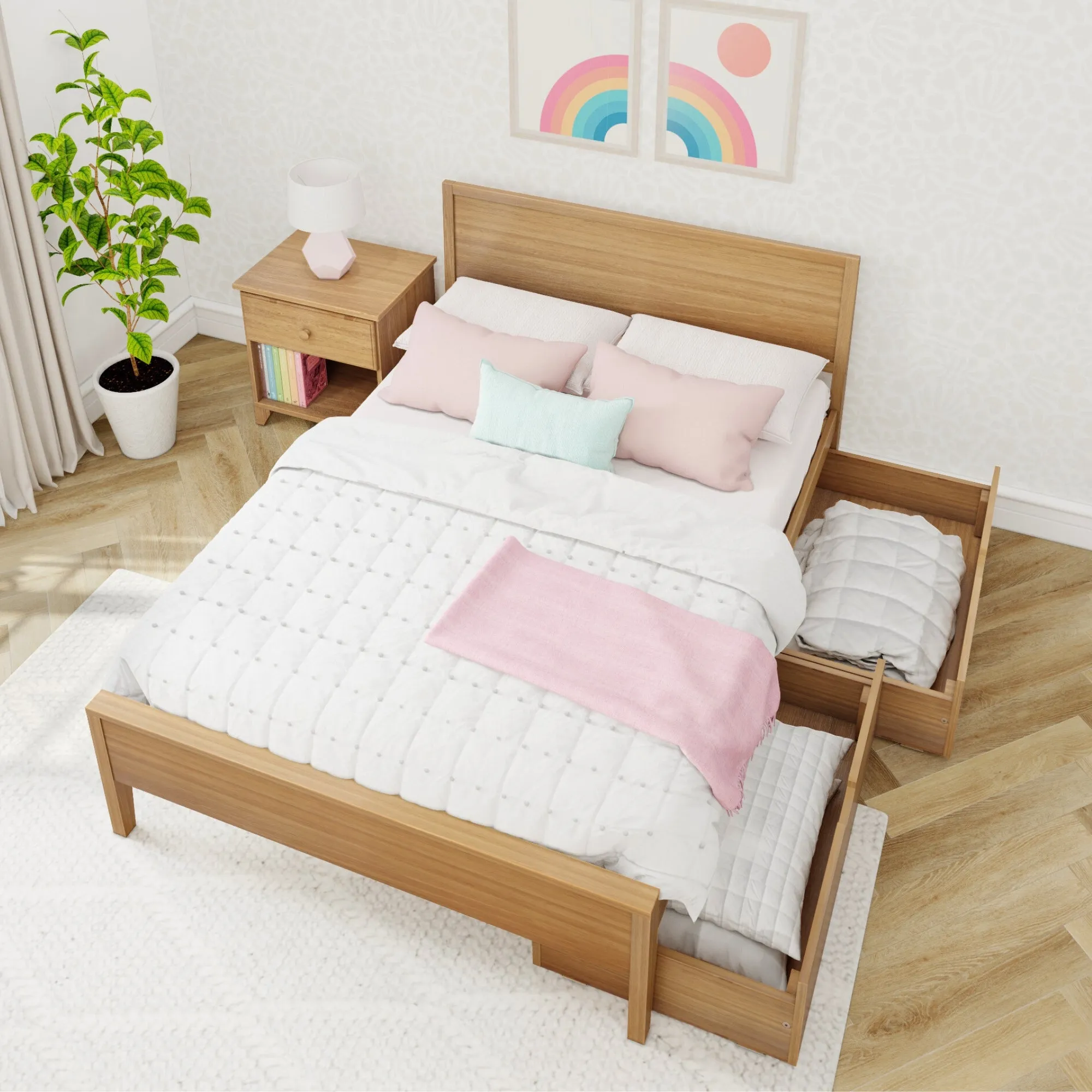 Full Panel Bed With Storage Drawers