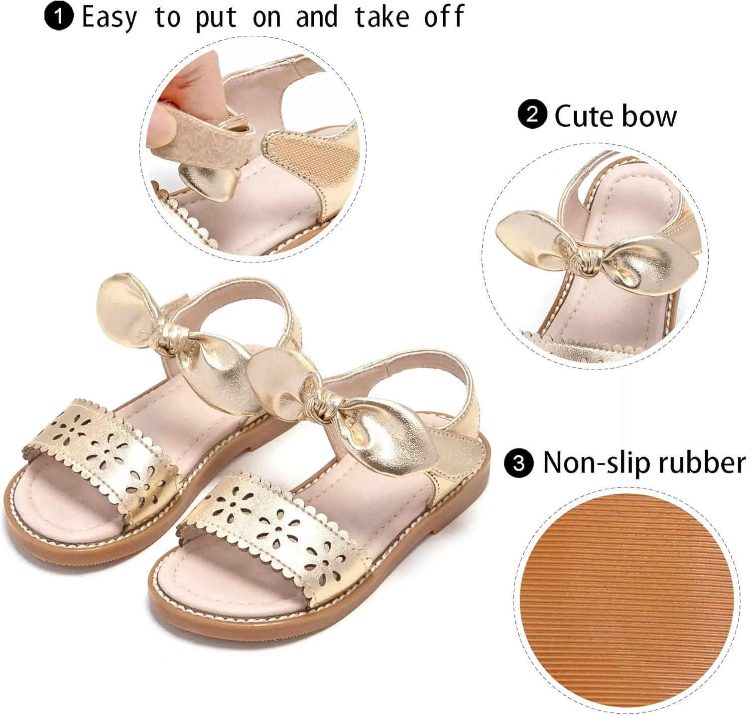 GINFIVE Toddler Girls Sandals Little Girls Kids Summer Shoes Toddler Sandals