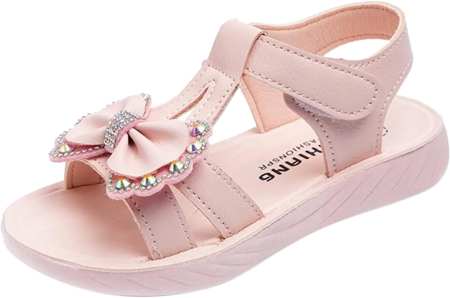 Girls Kids Bow Leather Sandals Foam Sole Non Slip Wide Shoes Baby Girl Summer Outdoor Water Barefoot Hook Loop Sandals