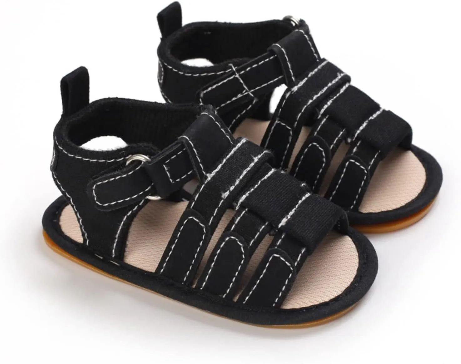 Girls Kids Gldiator Sandals Summer Open Toe Rubber Sole Shoes Baby Toddler Cotton Soft Light Flat Shoes Casual Bottom