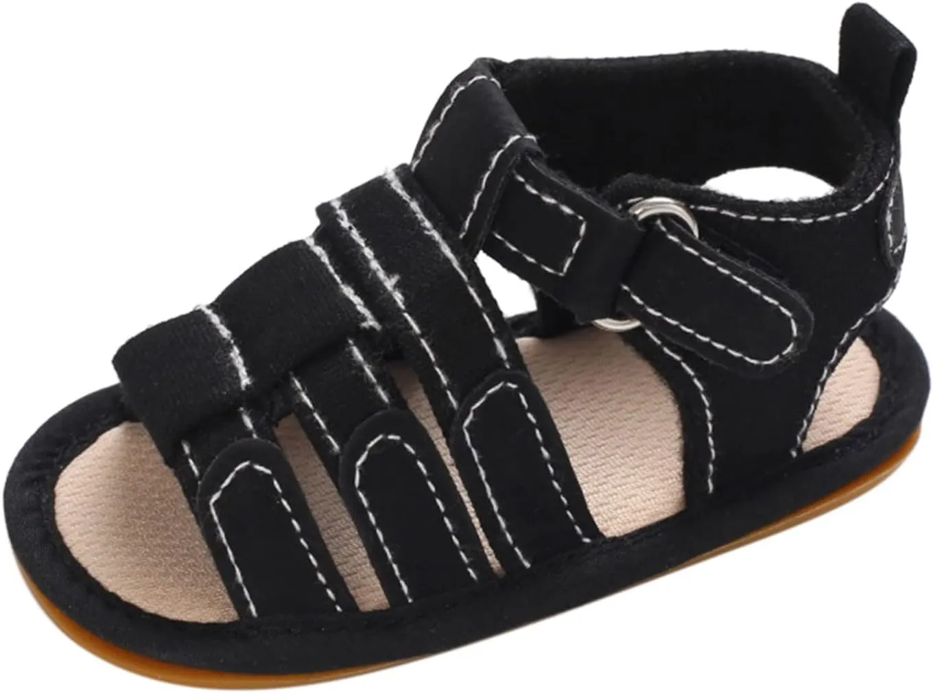 Girls Kids Gldiator Sandals Summer Open Toe Rubber Sole Shoes Baby Toddler Cotton Soft Light Flat Shoes Casual Bottom
