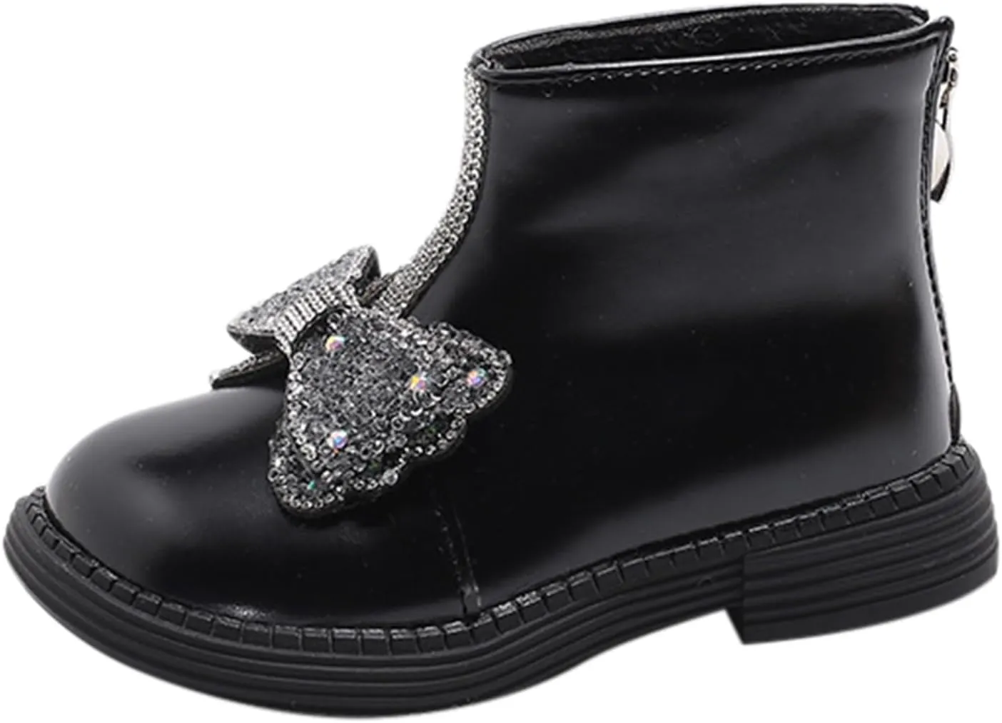 Girls Leather Mary Jane Boots Back Zipper Short Boots Winter Soft Bottom Boots Waterproof Non Slip Low Calf Boots