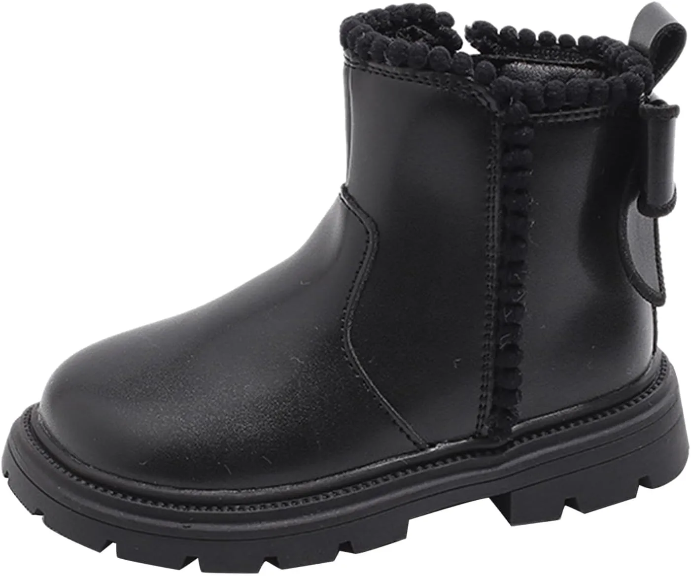 Girls Leather Mary Jane Boots Waterproof Side Zipper Ankle Boots Non Slip Low Calf Boots Kid Autumn Winter Boots
