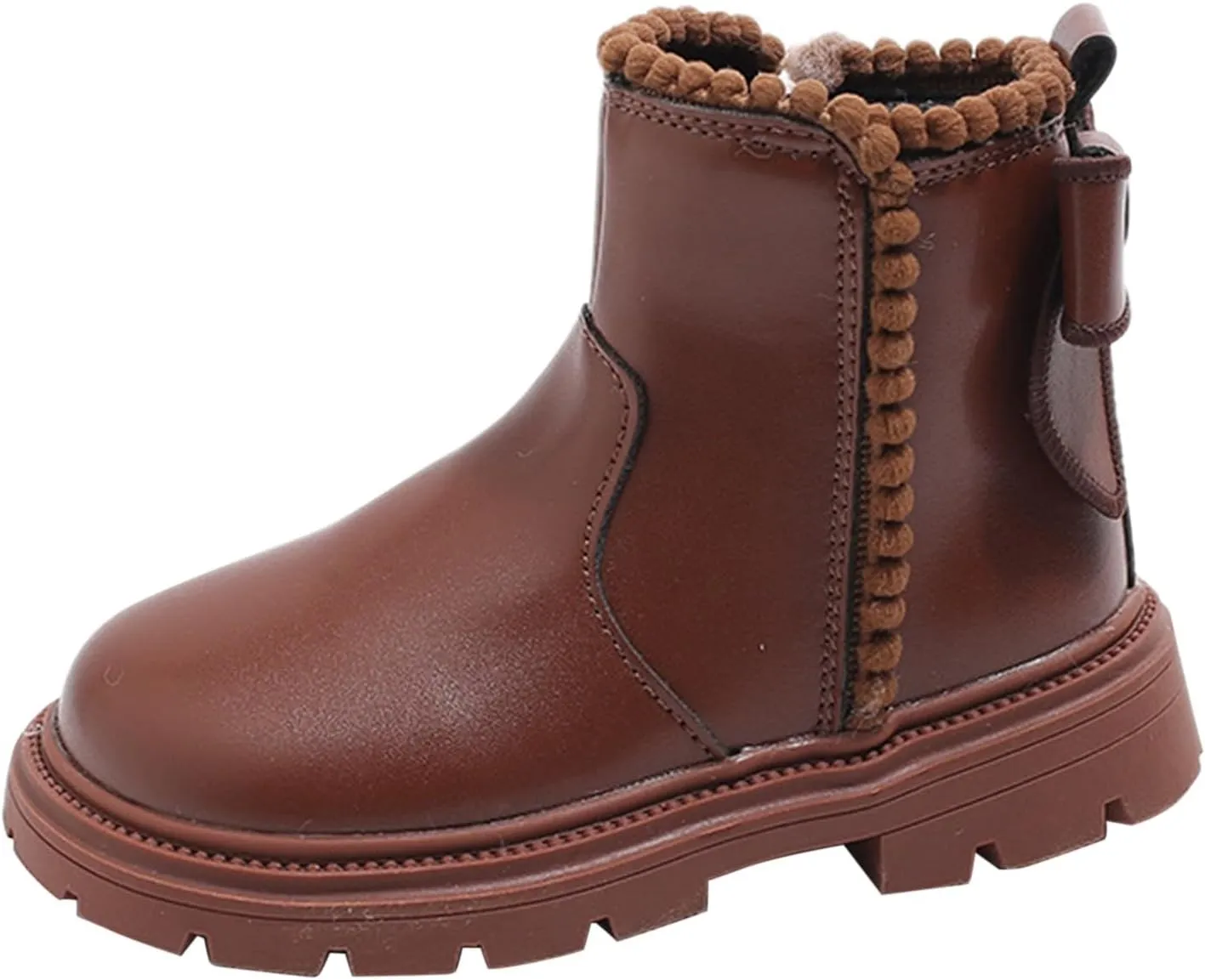 Girls Leather Mary Jane Boots Waterproof Side Zipper Ankle Boots Non Slip Low Calf Boots Kid Autumn Winter Boots
