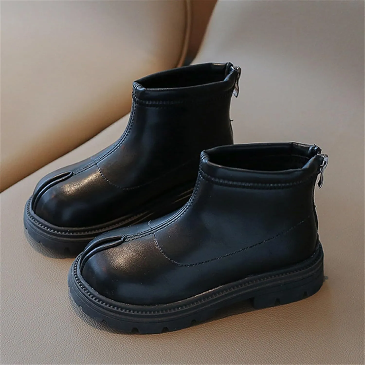 Girls Platform Booties Toddler Leather Back Zipper Rain Boots Outdoor Warm Non Slip Mary Chestnut Winter Fashion Boot