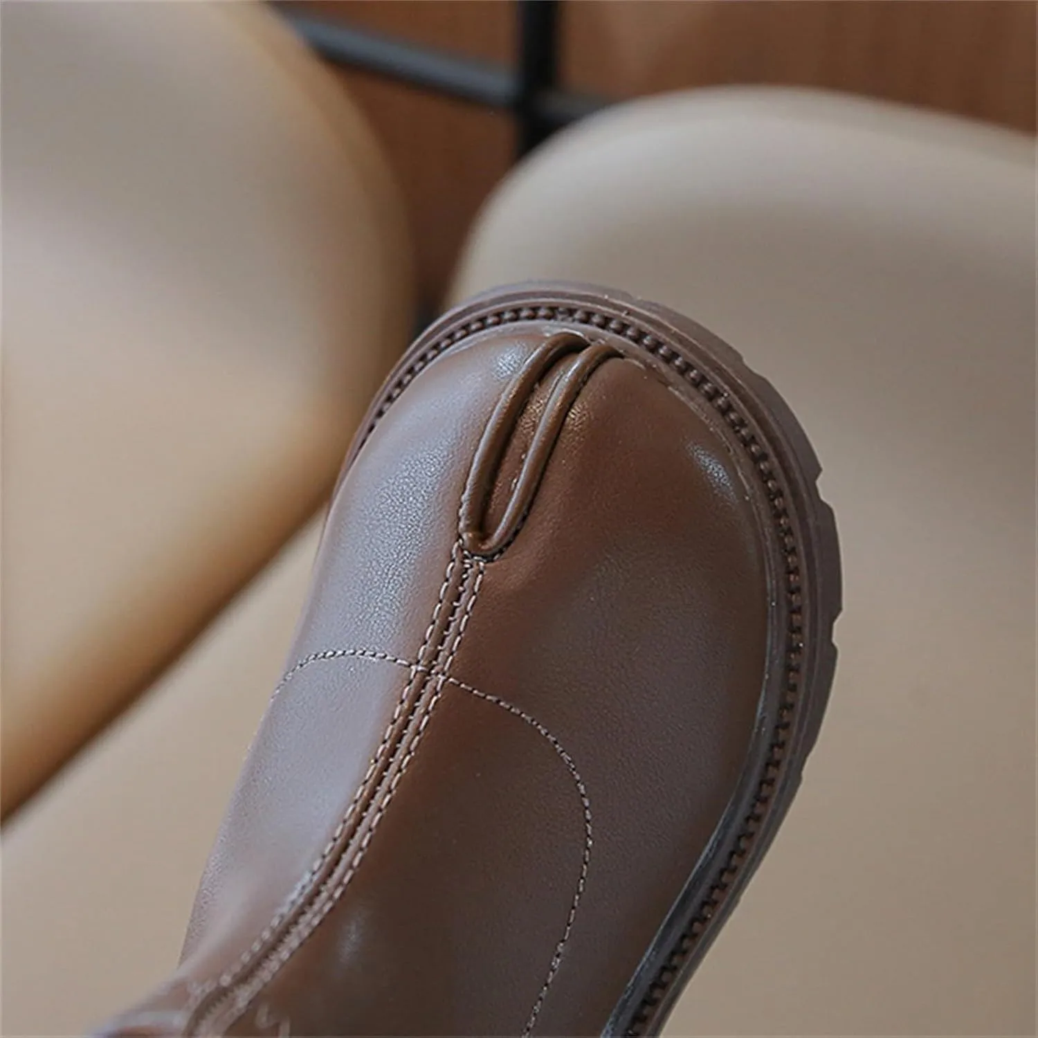 Girls Platform Booties Toddler Leather Back Zipper Rain Boots Outdoor Warm Non Slip Mary Chestnut Winter Fashion Boot
