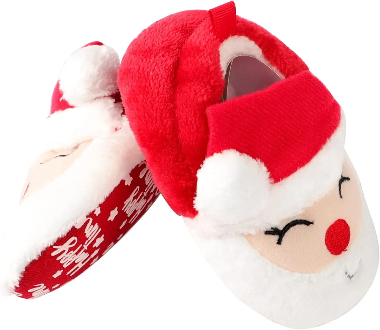 GREUS Baby Girl Boy Walking Shoes, Christmas Baby Shoes Infant Christmas Outfit Santa Newborn Slippers Socks Kids Winter House Shoes Cute Baby Booties Plush Toddler Soft Sole Shoes 6-12 Months Size 5
