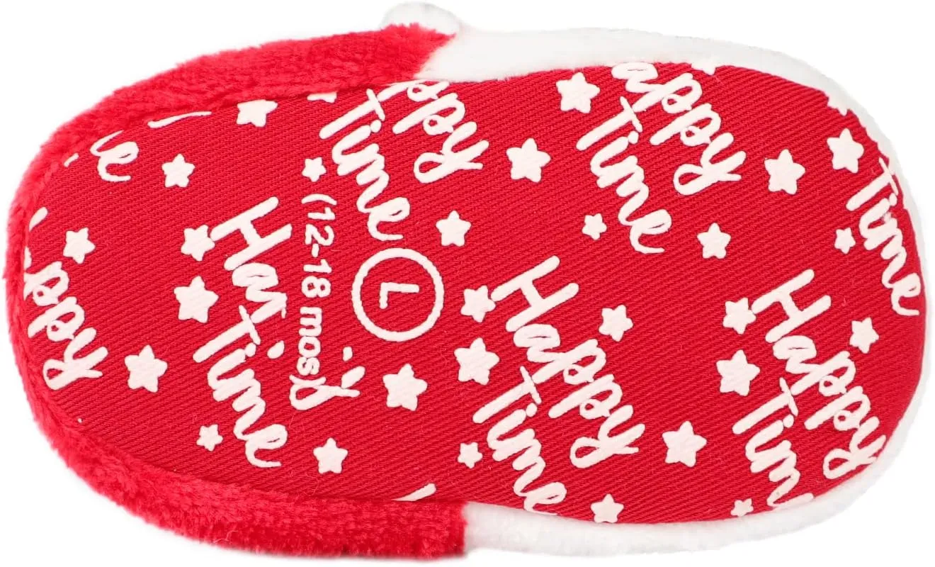 GREUS Baby Girl Boy Walking Shoes, Christmas Baby Shoes Infant Christmas Outfit Santa Newborn Slippers Socks Kids Winter House Shoes Cute Baby Booties Plush Toddler Soft Sole Shoes 6-12 Months Size 5