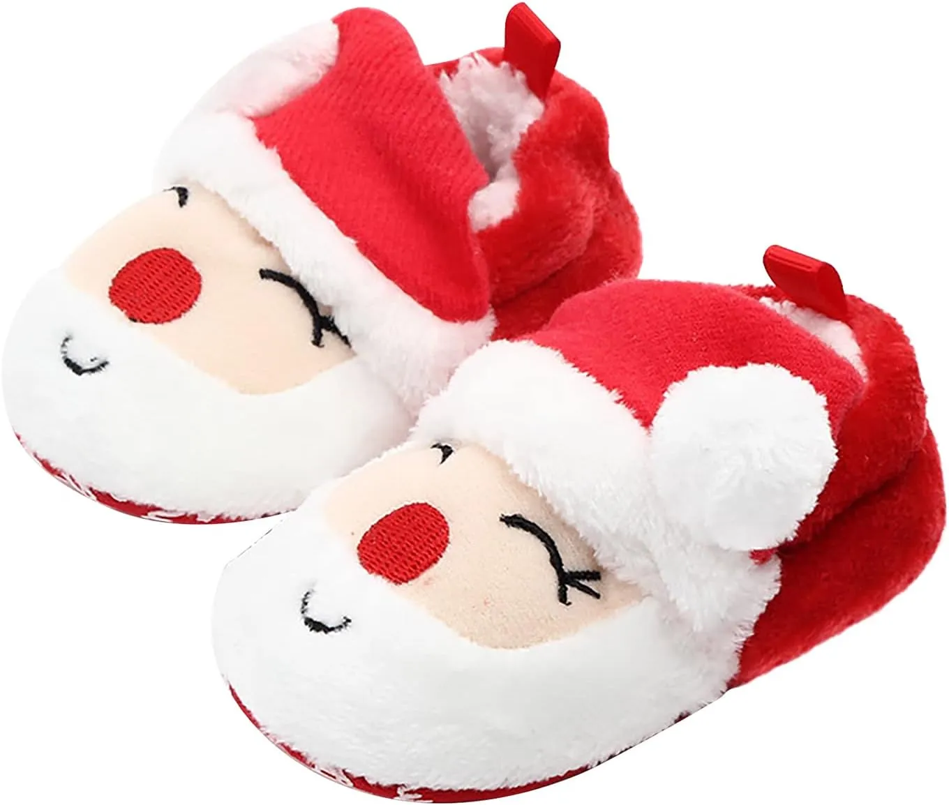 GREUS Baby Girl Boy Walking Shoes, Christmas Baby Shoes Infant Christmas Outfit Santa Newborn Slippers Socks Kids Winter House Shoes Cute Baby Booties Plush Toddler Soft Sole Shoes 6-12 Months Size 5