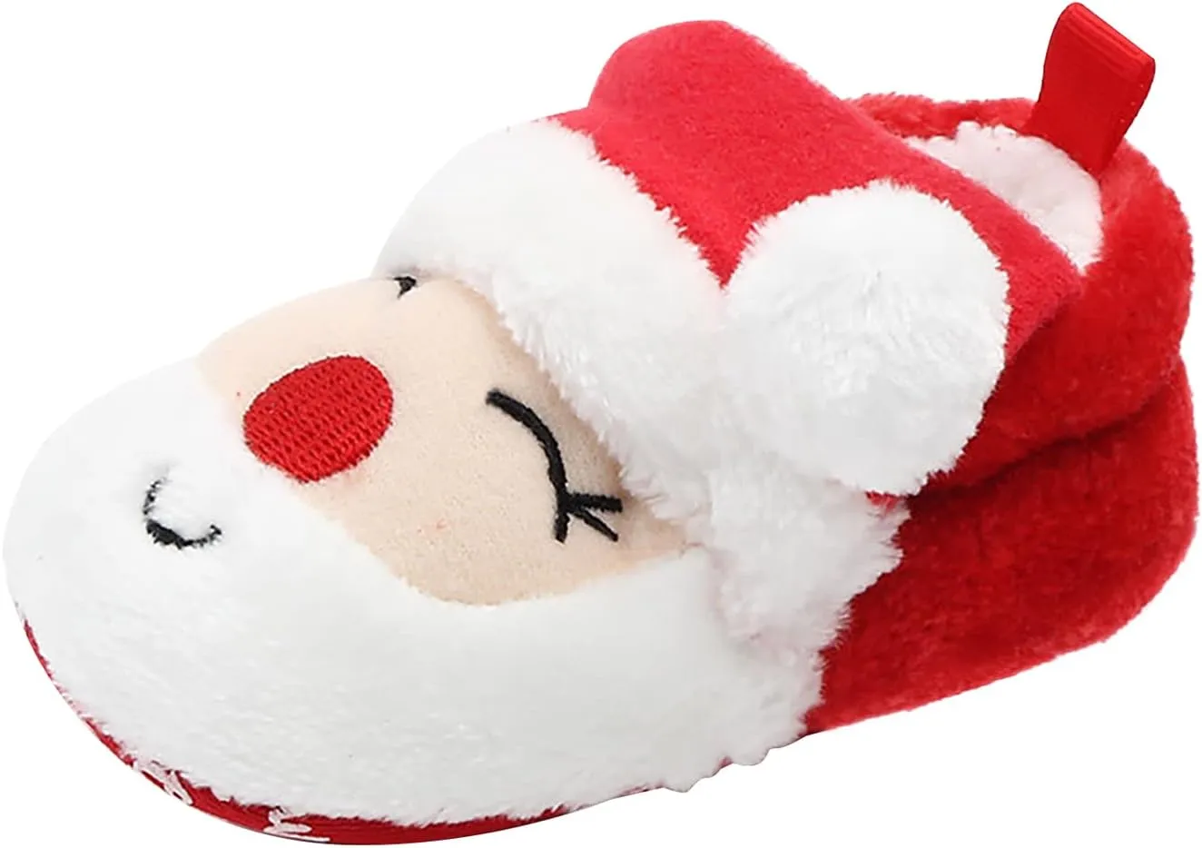 GREUS Baby Girl Boy Walking Shoes, Christmas Baby Shoes Infant Christmas Outfit Santa Newborn Slippers Socks Kids Winter House Shoes Cute Baby Booties Plush Toddler Soft Sole Shoes 6-12 Months Size 5