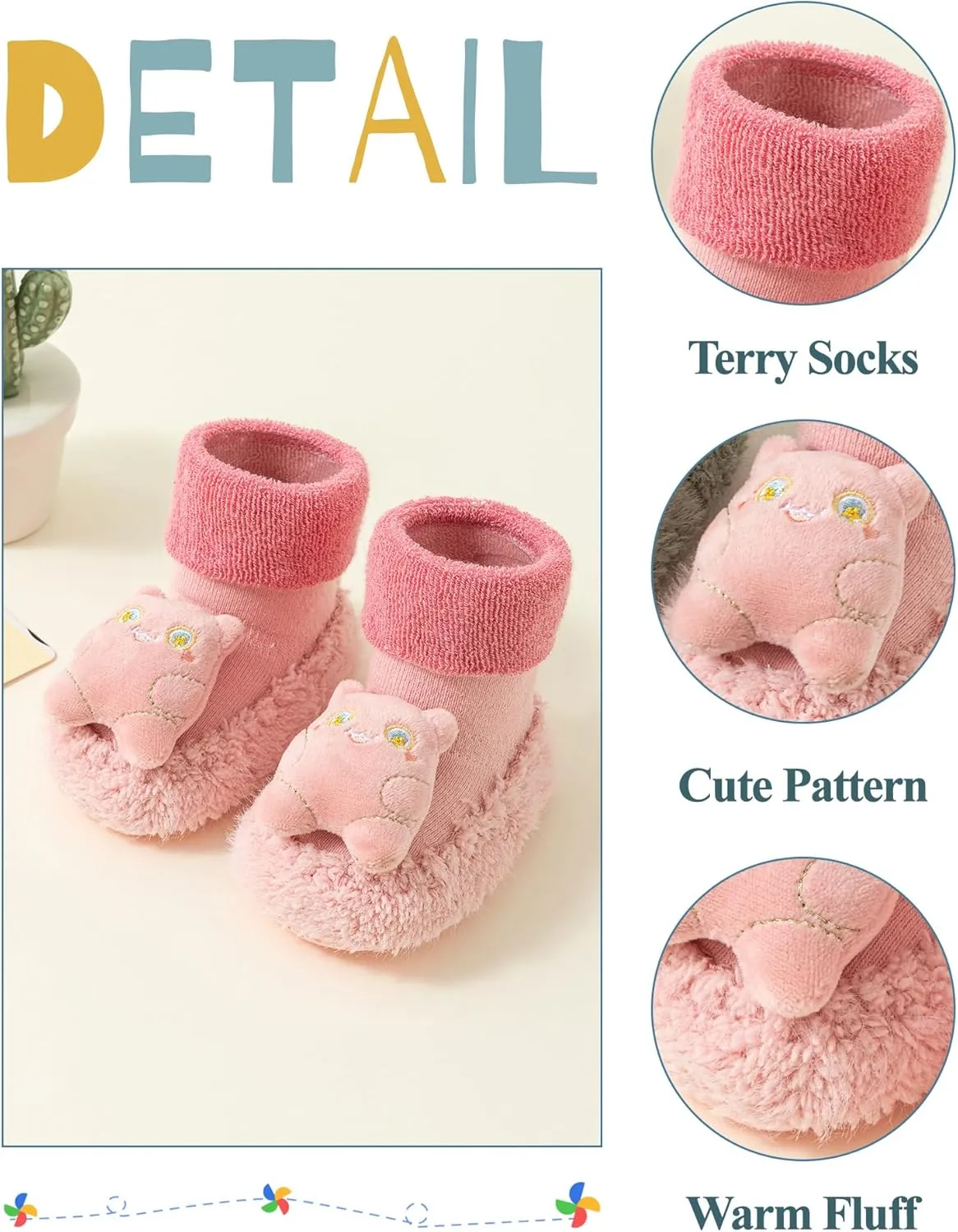 Happy Cherry Baby Kid Non-slip Rubber Sole Socks Shoes Indoor Soft First Walking Floor Booties Slipper for Toddler Girls Boys