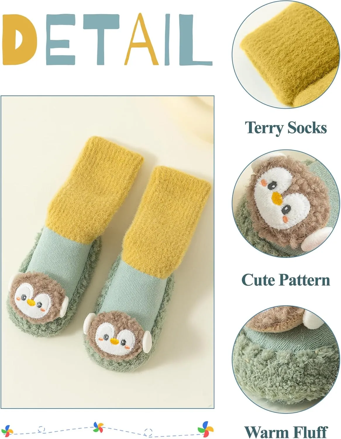 Happy Cherry Baby Kid Non-slip Rubber Sole Socks Shoes Indoor Soft First Walking Floor Booties Slipper for Toddler Girls Boys