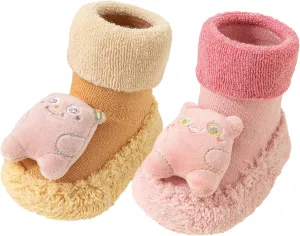 Happy Cherry Baby Kid Non-slip Rubber Sole Socks Shoes Indoor Soft First Walking Floor Booties Slipper for Toddler Girls Boys