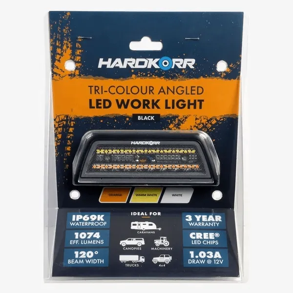 HARDKORR XDW SERIES TRI-COLOUR 45? ANGLED LED WORK LIGHT