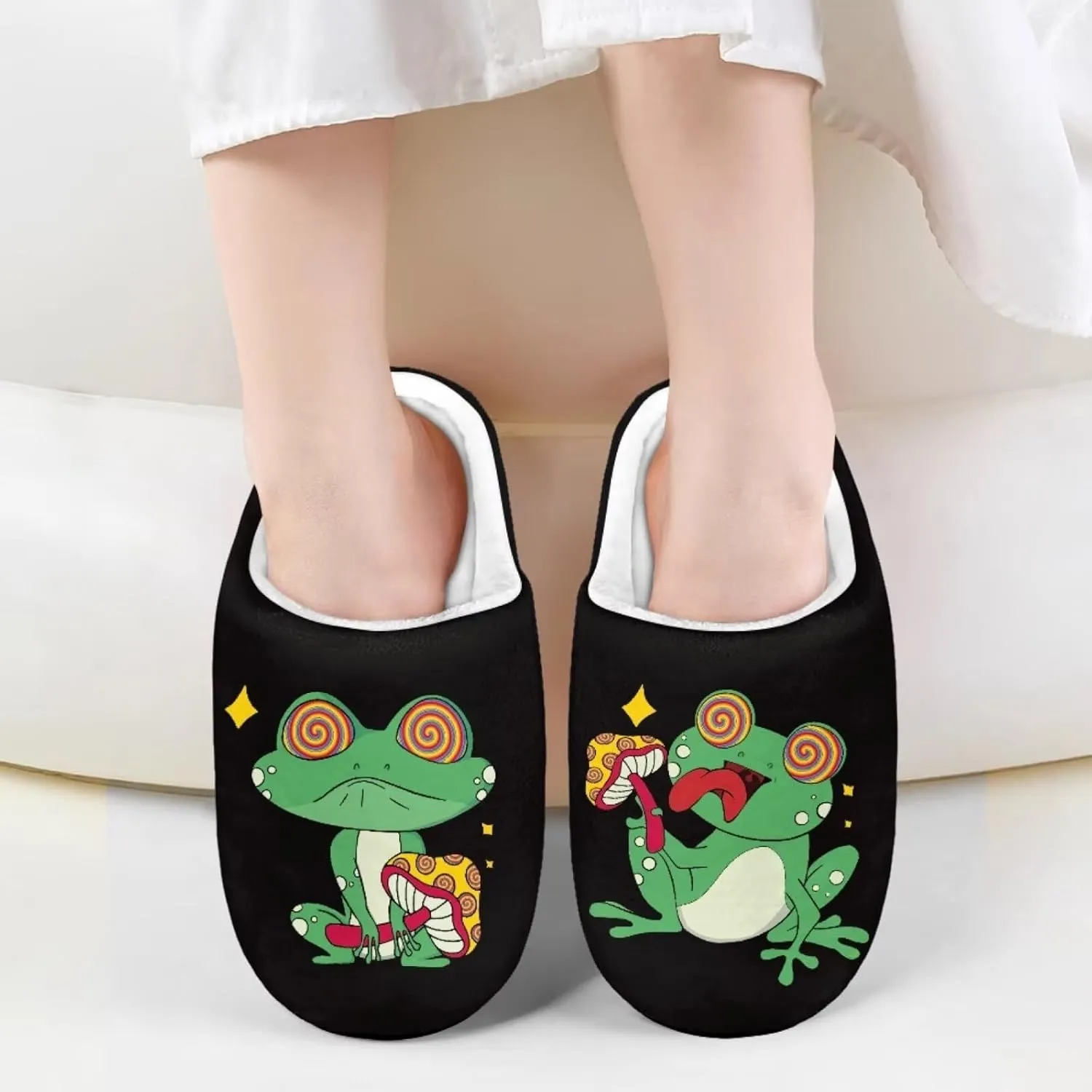 Howilath Boys Girls Warm Slippers Animals Print Kids Winter Indoor Household Shoes