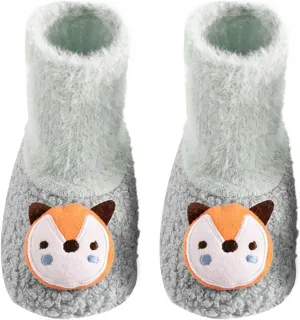 Infant Baby Fleece Socks Toddler Boy Girls Indoor Animals Slipper Shoes Non Slip Socks Booties First Walking Socks