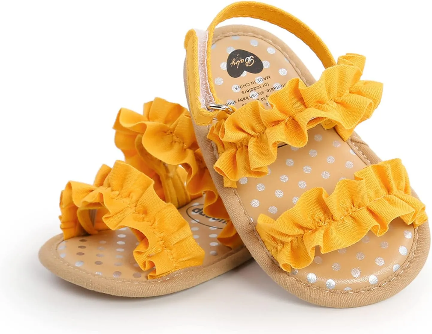 Infant Baby Girls Ruffle Sandals Toddler Soft Sole Anti-Slip Open Toe Breathable Summer Outdoor First Walking Shoes