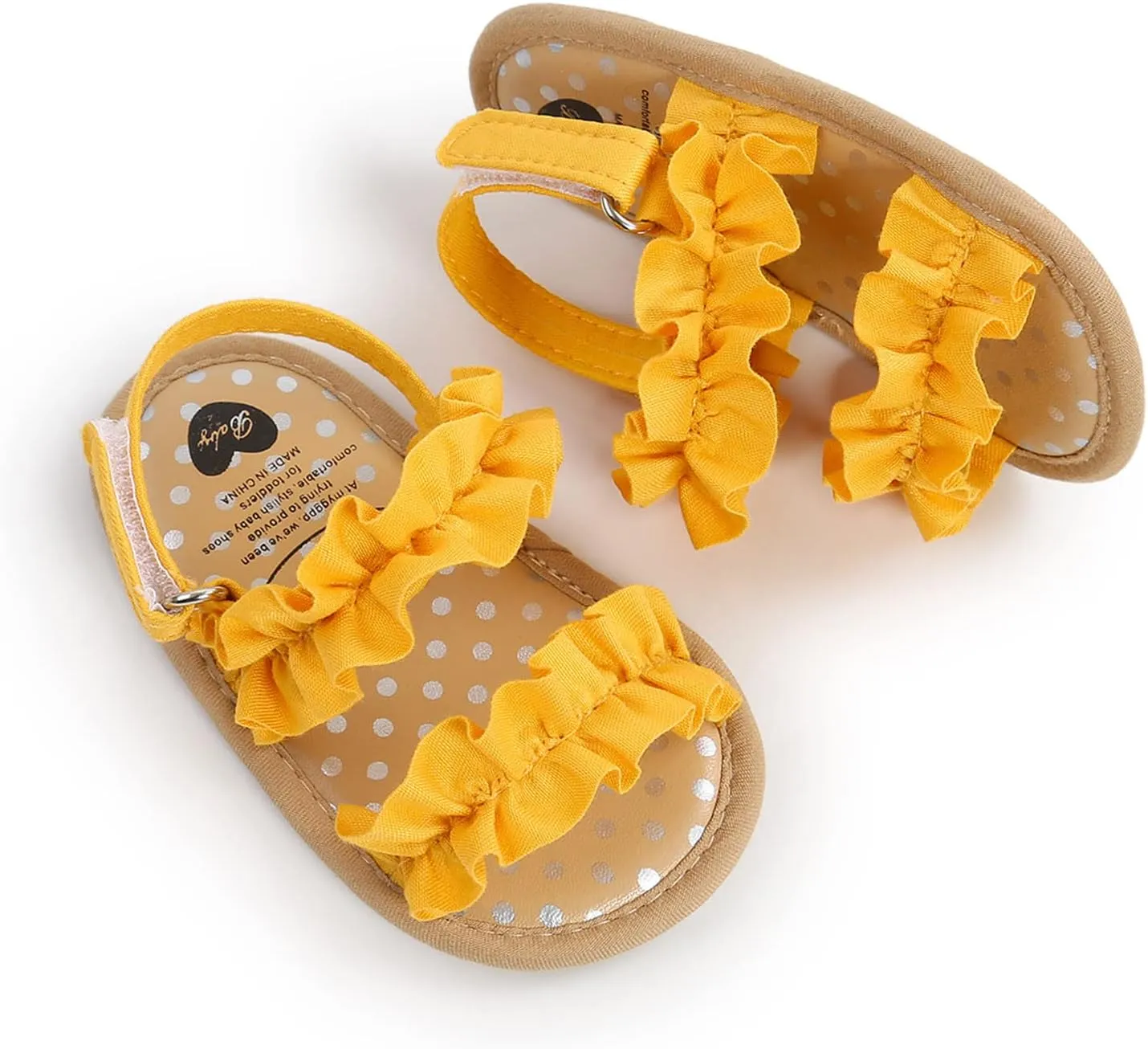 Infant Baby Girls Ruffle Sandals Toddler Soft Sole Anti-Slip Open Toe Breathable Summer Outdoor First Walking Shoes