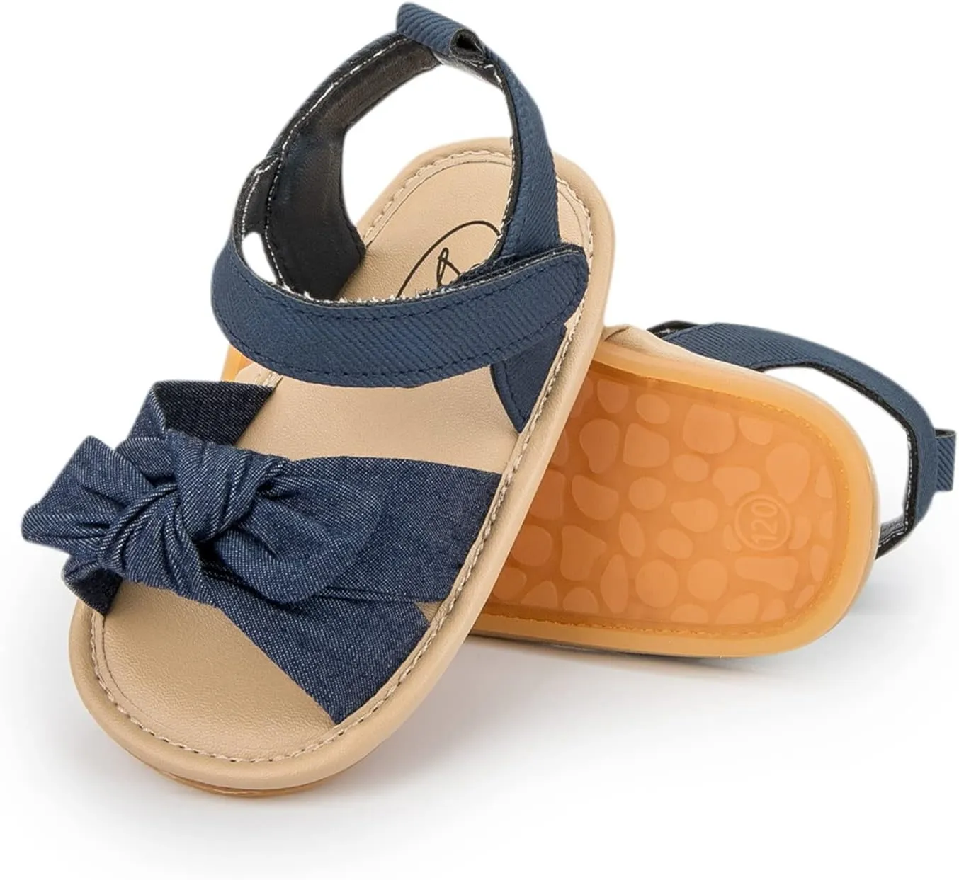 Infant Girls Open Toe Bowknot Shoes Summer Flat Base Fashion Hook Loop Sandals Canvas Shoes for Kids
