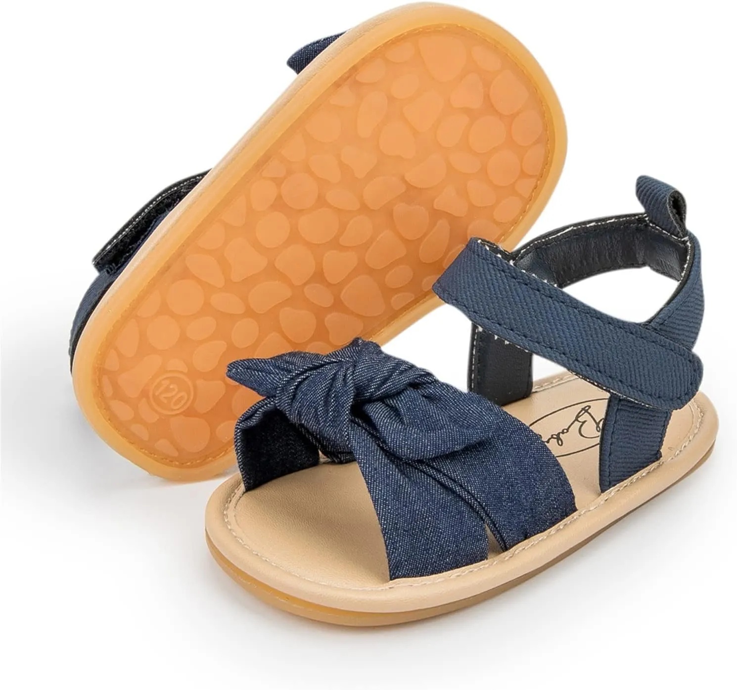 Infant Girls Open Toe Bowknot Shoes Summer Flat Base Fashion Hook Loop Sandals Canvas Shoes for Kids