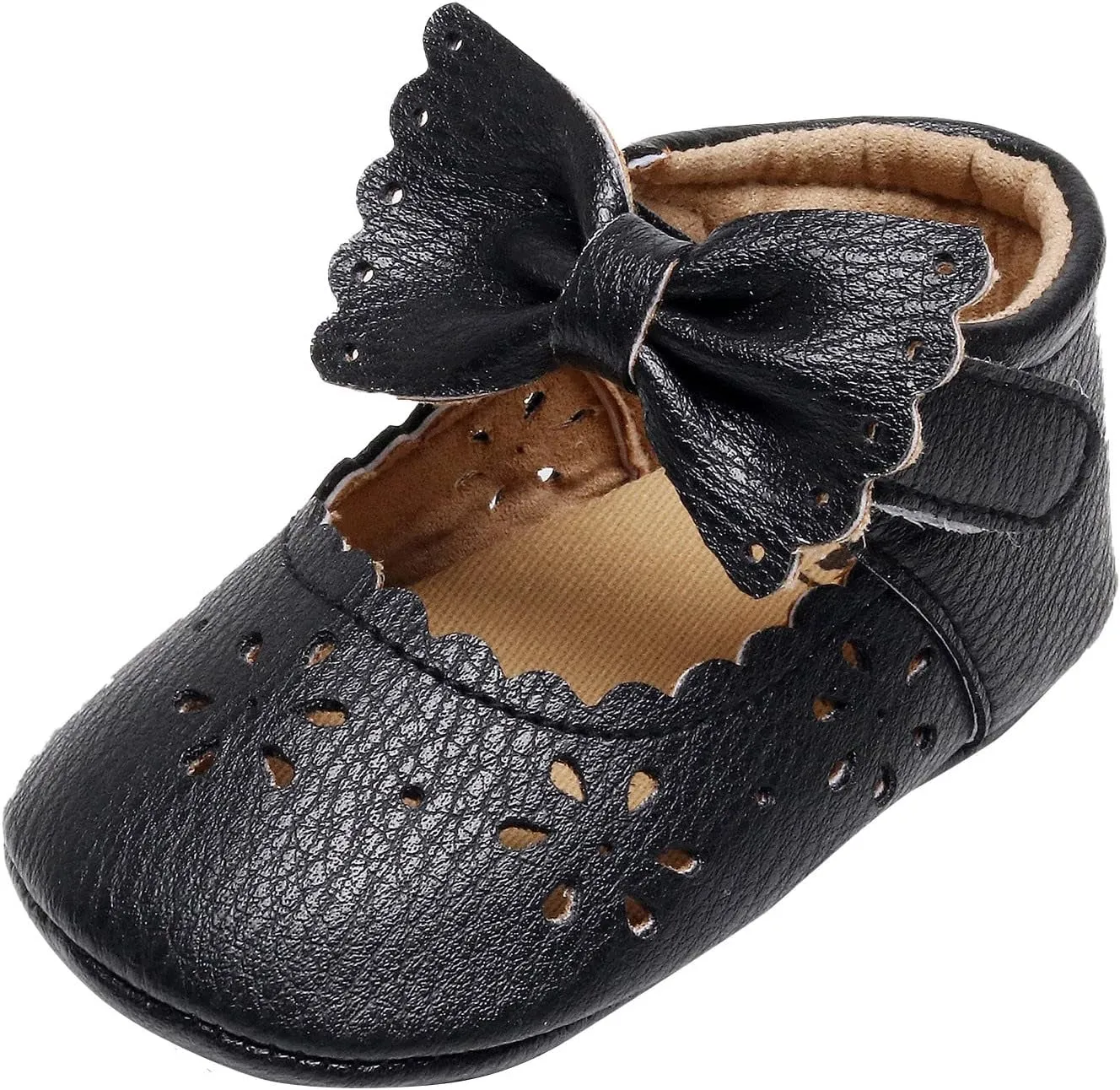 Infant Girls Single Shoes Bowknot First Walkers Shoes Hook Loop Toddler Soft Bottom Breathable Princess Shoes Kids Shoes