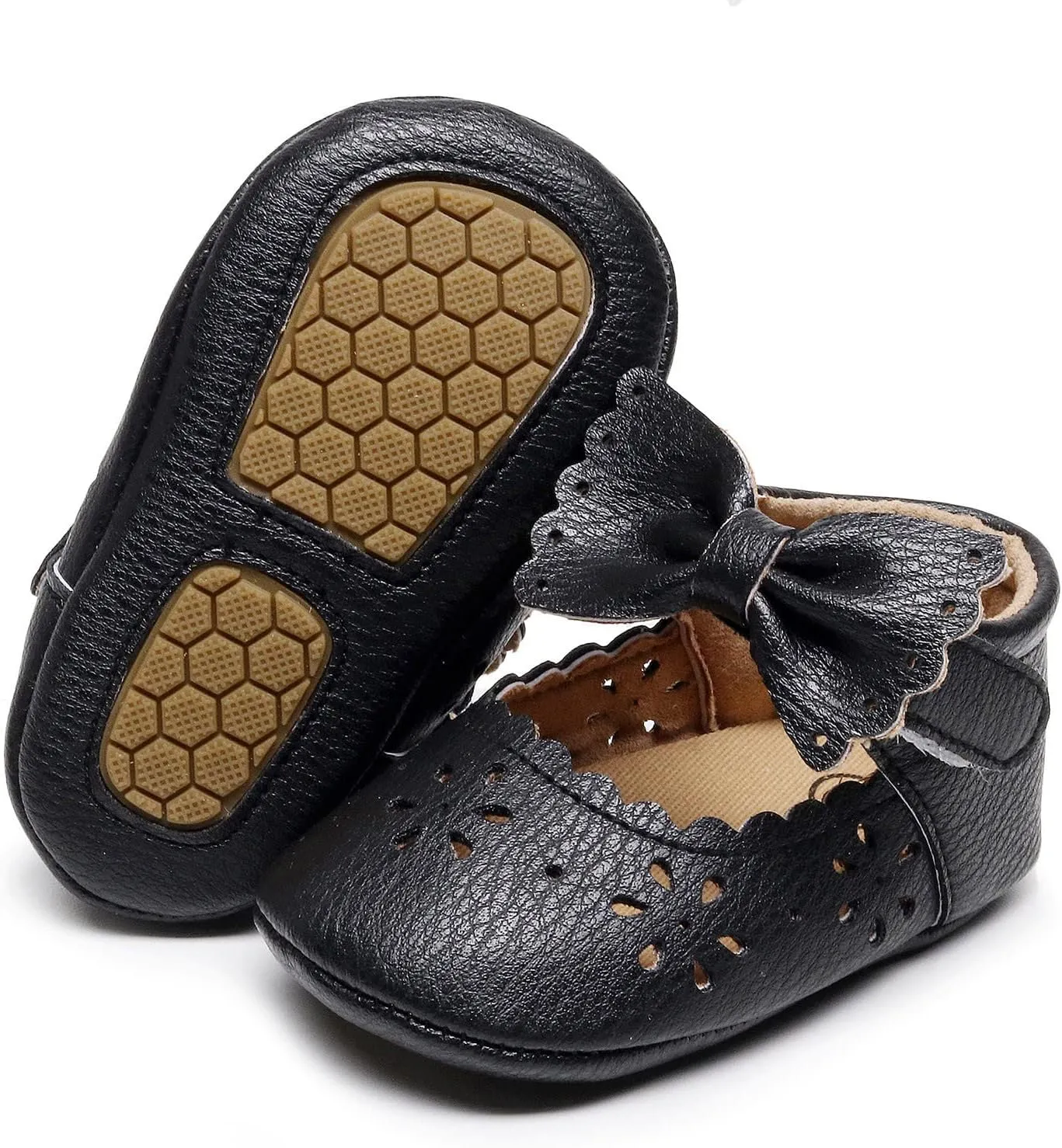 Infant Girls Single Shoes Bowknot First Walkers Shoes Hook Loop Toddler Soft Bottom Breathable Princess Shoes Kids Shoes
