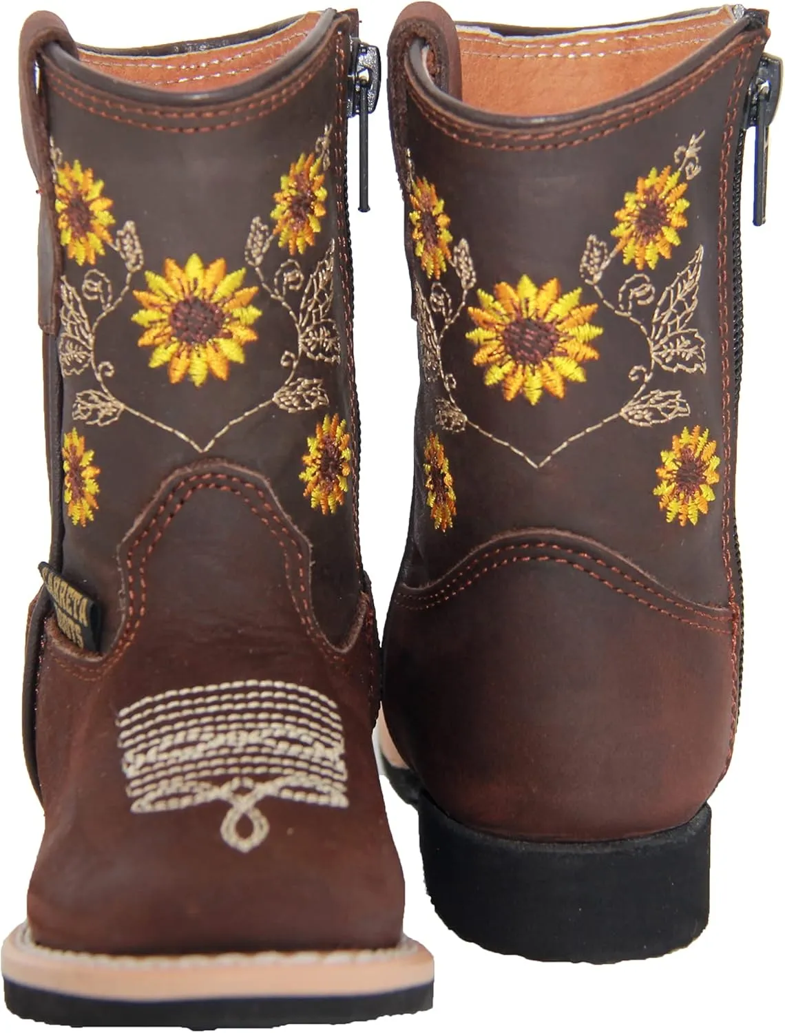 Infant Toddler Girls Western Boots Floral Sunflower Embroidered Cowgirl Cowboy Boot