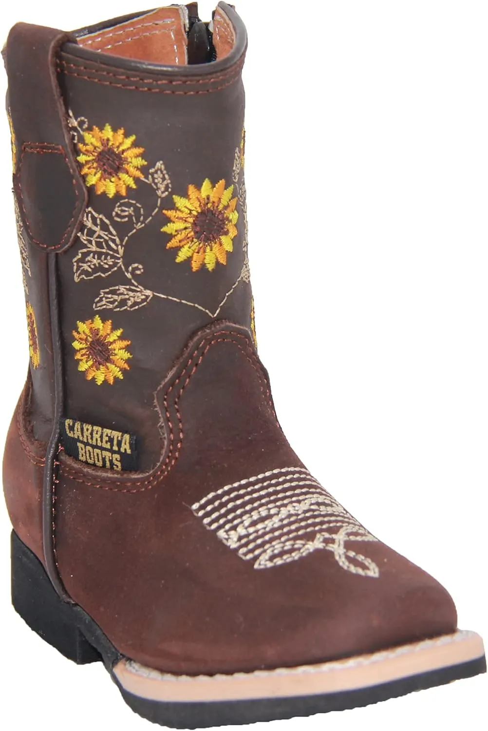 Infant Toddler Girls Western Boots Floral Sunflower Embroidered Cowgirl Cowboy Boot