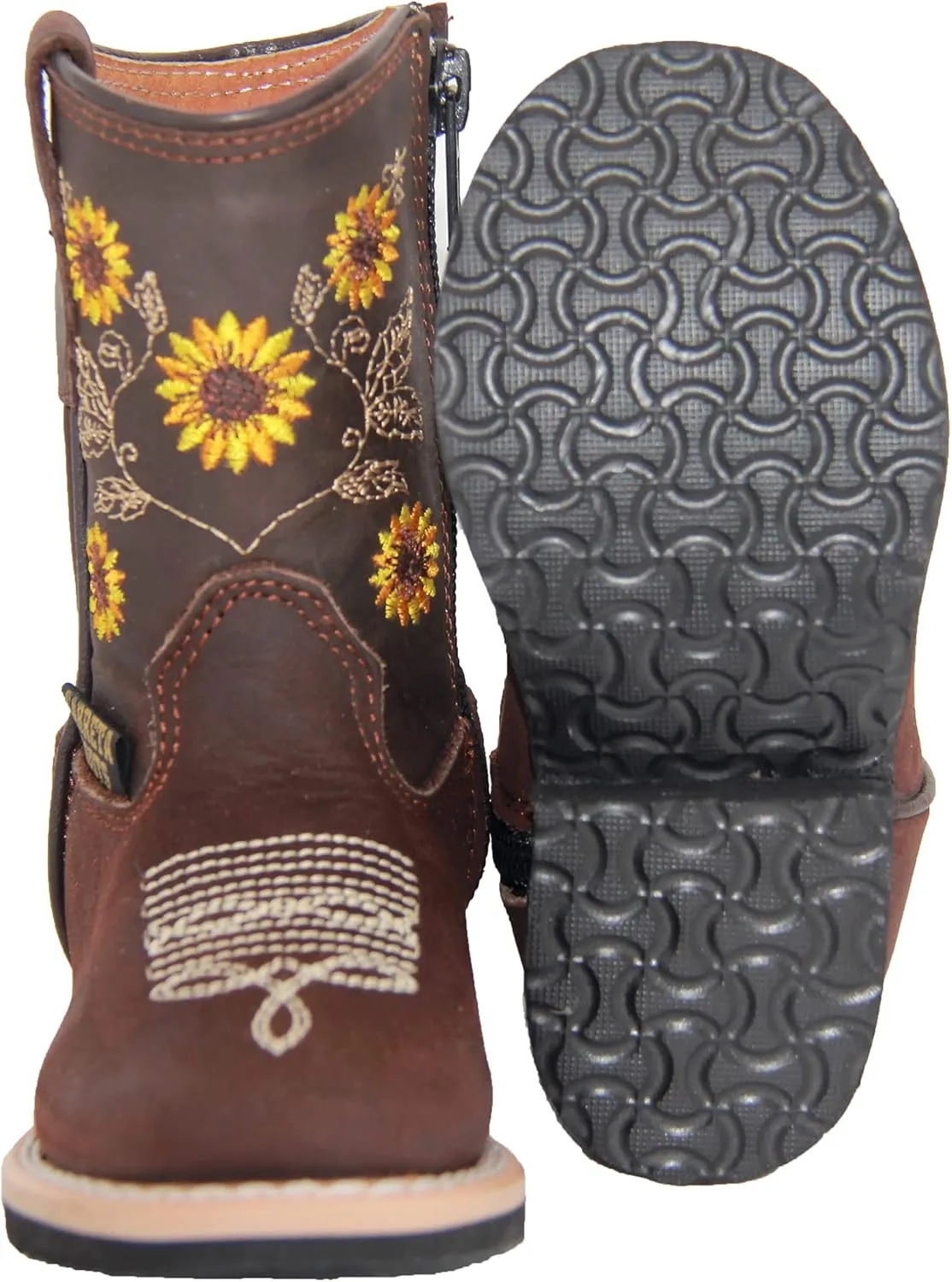 Infant Toddler Girls Western Boots Floral Sunflower Embroidered Cowgirl Cowboy Boot