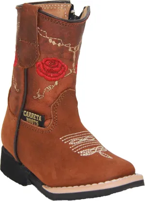 Infant Toddler Girls Western Boots Floral Sunflower Embroidered Cowgirl Cowboy Boot