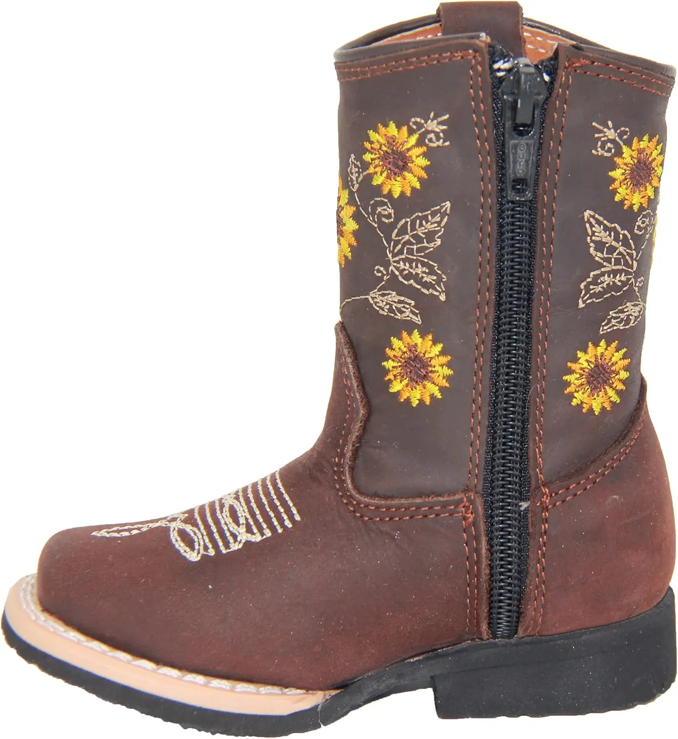 Infant Toddler Girls Western Boots Floral Sunflower Embroidered Cowgirl Cowboy Boot