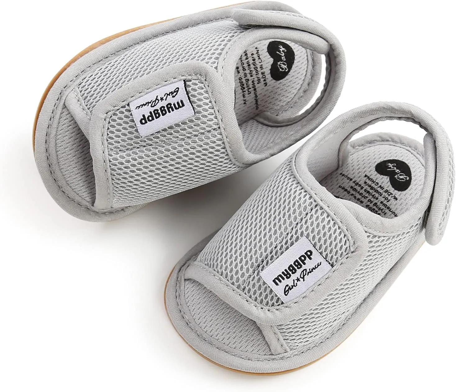 Infant Toddler Kids Cotton Shoes Flat Rubber Sole Mesh Breathable Non-Slip Indoor Sandals