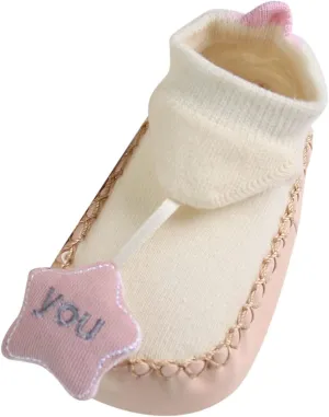 Infant Toddler Shoes Soft Sole Toddler Shoes Star Decoration Non Slip Breathable Socks Infant Dress (Beige, 6 Months)