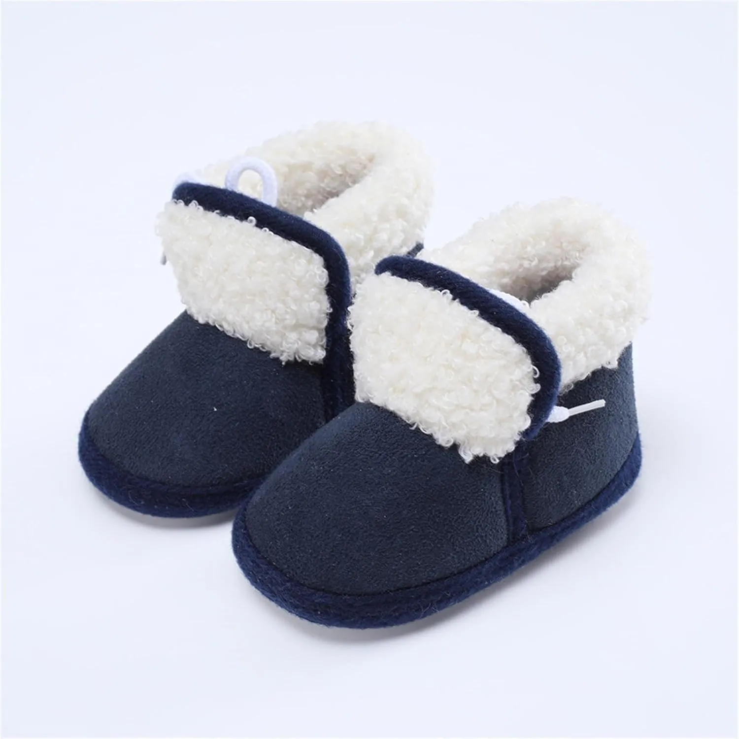 Infant Unisex Warm Fr Lined Soft Boots Baby Winter Ankle Non-Slip Rubber Texture Sole Toddler Winter Snow Shoes