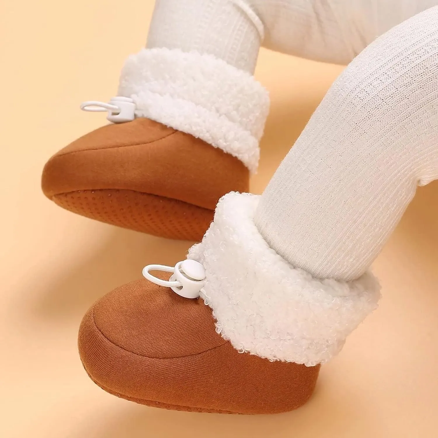 Infant Unisex Warm Fur Lined Soft Boots Baby Winter Ankle Non-Slip Rubber Sole Toddler Winter Snow Crib Shoes
