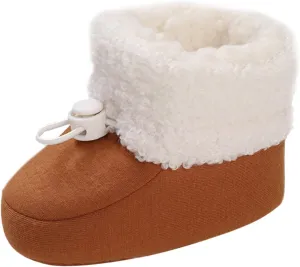Infant Unisex Warm Fur Lined Soft Boots Baby Winter Ankle Non-Slip Rubber Sole Toddler Winter Snow Crib Shoes