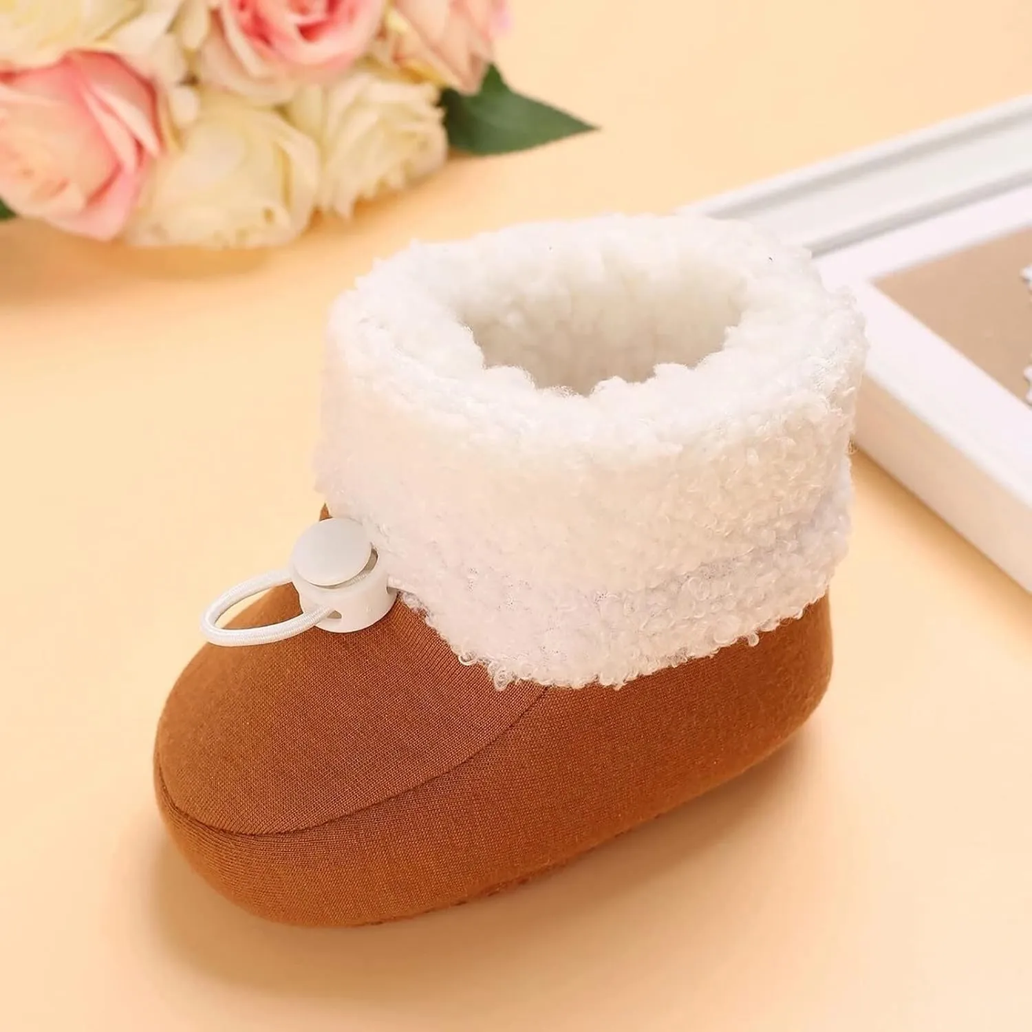 Infant Unisex Warm Fur Lined Soft Boots Baby Winter Ankle Non-Slip Rubber Sole Toddler Winter Snow Crib Shoes
