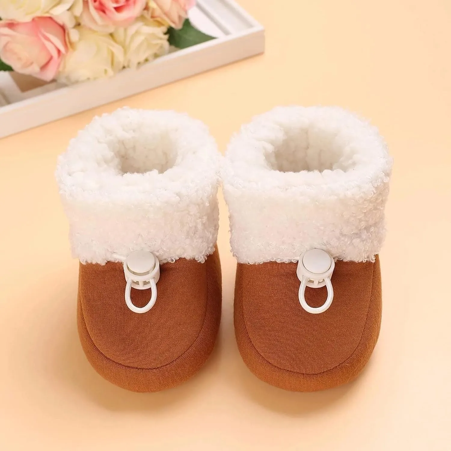 Infant Unisex Warm Fur Lined Soft Boots Baby Winter Ankle Non-Slip Rubber Sole Toddler Winter Snow Crib Shoes