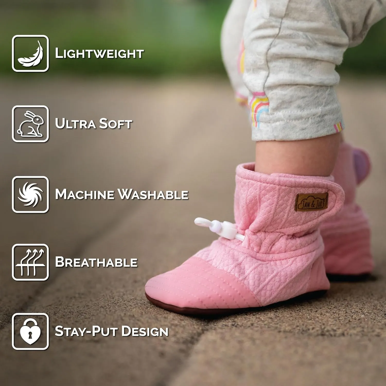 JAN & JUL Adjustable Stay-on Lite Baby Booties, Cotton Blend Slippers for Infant and Toddler